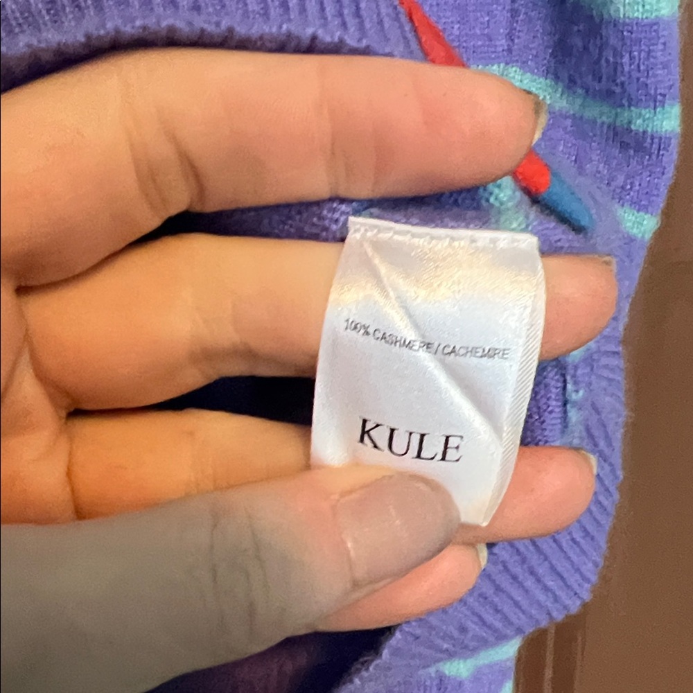 Kule Purple Aqua Striped Cashmere Sweater M RARE HTF - Picture 3 of 5